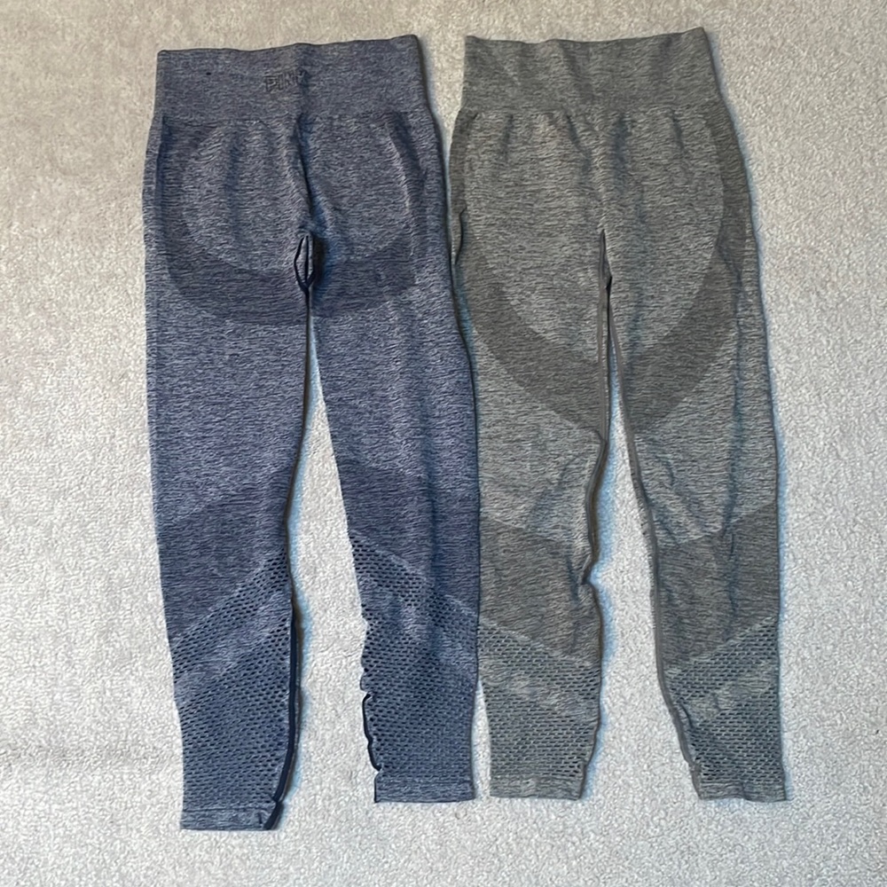 PINK seamless legging bundle. Navy blue and olive green. Size S.
